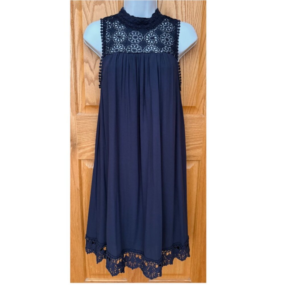 Hint of Mint Crochet Babydoll Sleeveless Flowy Swing Dress Graduation Wedding Sm